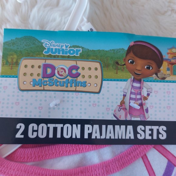 3/$30 Disney Girls Doc McStuffins Short Sleeve Cotton 4 Piece Pajama Set - Picture 6 of 9